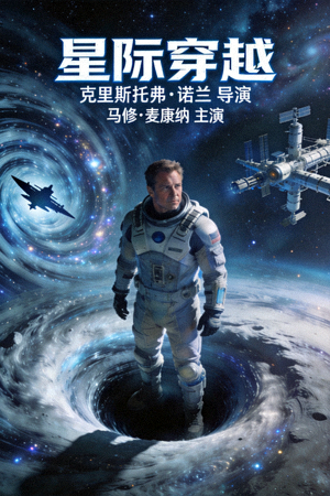 科幻电影《星际穿越》海报 - 导演：克里斯托弗·诺兰，主演：马修·麦康纳